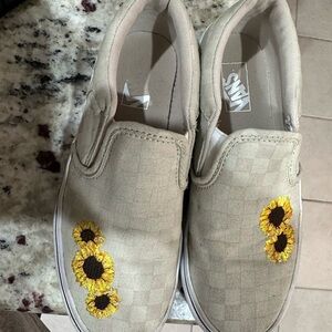 Vans Cream and Yellow Sneakers with Slip-On Design